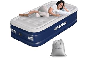 Gatarn Single Inflatable Mattress, Air Bed with a Built-in Electric Pump, Self-Inflation/Deflation Blow Up Airbed for Guest, Camping & Home Use 191x99x46cm