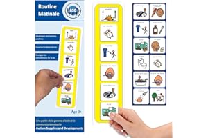 AUTISM SUPPLIES AND DEVELOPMENTS Tableau Routine Enfant Matin – Emploi du Temps/Rituel – 12 Pictogrammes Autisme Materiel Enfant – Calendrier de Planning – TDAH Outil (Français)