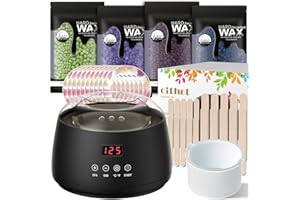 Waxing Set,LCD-Display,Silikonschale,Wachswärmer Wachs Haarentfernung mit 400g Waxing Perlen,20 Holzspateln,10 Papierringe zu Hause CITHOT