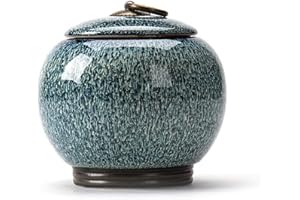 Uziqueif Urnen für Haustiere, für Asche, Katze/Hunde, Andenken an Asche, Andenken an Asche, Andenken an Hundeasche aus Keramik, personalisierbar, Dekoration zu Hause, Küche, Garten, Büro, Blau