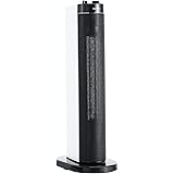 Amazon Basics Oscillating Portable Tower Heater, 2 Heat Settings, with UK plug, 2000W