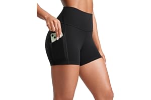 CRZ YOGA Women's Butterluxe 5''/8" Gym Yoga Shorts with Pockets - High Waisted Tummy Control Running Workout Leggings