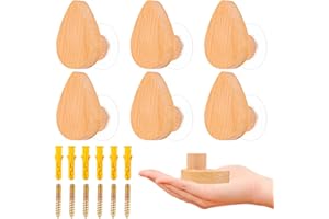 MplehDa Schrankknöpfe Holz für Kinderzimmer, 6 Stück Holzknäufe mit Wassertropfenmuster, Möbelknöpfe aus Holz, 2 IN 1 Selbstklebend Möbelknöpfe mit Schrauben, Holzgriffe für Schränke Türknöpfe