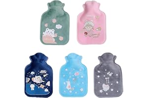 YSFVNP 5PCS Mini Hot Water Bottle, Mini Hot Water Bottle with Cover, Small Hot Water Bottles with Cute Designs for Personal Warmth and Comfort