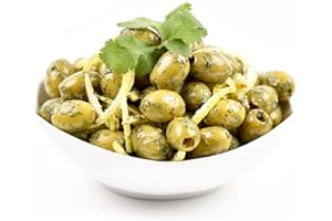 DELI MED Marinated Pitted Olives - Lemon & Coriander - Healthy Snack - Keto - Low Calorie - Vegan - Vegetarian - Net 1KG [500 Gr Ndw] Net 1.5KG [800 Gr Ndw] (1.5Kg)