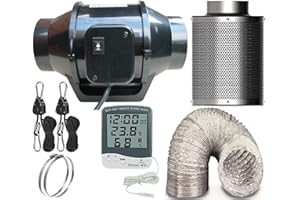 ZERO feel the dream 4 Inch Inline Fan and Carbon Filter Combo, Exhaust Fan with Speed Control, Humidity and Temperature Sensor, Hydroponics Grow Tent Ventilation Kit