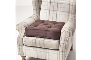 ‎HOMESCAPES Homescapes Dickes Sitzkissen 50x50 cm braun, 10 cm hohe Sesselauflage/Sitzerhöhung mit Velours-Bezug, festes Bodenkissen mit Tragegriff