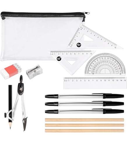 Maths Set For Secondary School Supplies Students Gifts Stuff,Clear Protractor 360 And Maths Compass Ruler Geometry Sets Exam Stationery - View #12