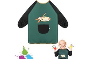 Zoomarlous Malkittel Kinder,Wasserdicht Malschürze,Langarm Malschürze Kinder für 6-12 Jahre Mädchen/Junge,Bastelkittel Bastelschürze Kinder mit Ärmeln für Malen & Basteln Backen Kochen