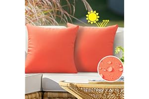 VAKADO Orange Outdoor Waterproof Throw Pillow Covers 18x18 Set of 2 Decorative Patio Furniture Sunbrella Cushion Cases Outside Decor for Couch Garden Bench Porch