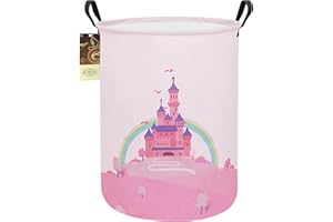 HUNRUNG Cesta grande de tela de lona ligera para almacenamiento, organizador de juguetes, ropa sucia, plegable, impermeable, para dormitorios universitarios, dormitorio de niños, baño (redondo,