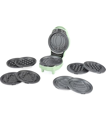DASH Holiday Multimaker Mini sistema - Waffle Maker con seis placas extraíbles de 4 pulgadas