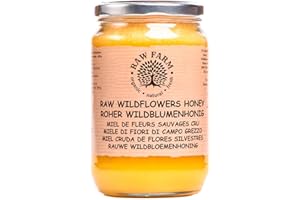 ‎RAW FARM ORGANIC NATURAL FRESH 900g Reiner, Roher Wildblumen Honig 100% natürlich – ungefiltert, unerhitzt, nicht pasteurisiert, direkt aus dem Bienenstock - Raw Farm