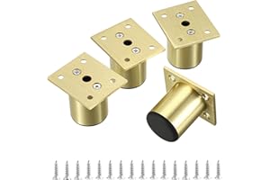 SUMTree 5cm 4 Stück Möbelfüße aus Alulegierung Schrankfüße Beine für Stühle Tisch Schrank Schreibtisch Sofa Möbelbeine mit Schrauben Einfachen Montage Runde(Golden)