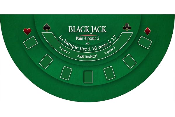 MTJ Black Jack casino matta 140 x 70 cm - neopren jersey - tillverkad i Frankrike