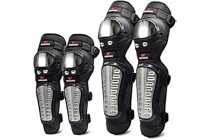 WOSAWE Adulte Kit de Protection Genoux et Coudes Acier Inoxydable Protège Coudière Genouillère Équipement Professionnel pour Moto Cross Vélo VTT (Longue Coudes & Genouillère)