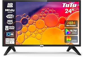 TuTu TV 24 Zoll Fernseher HD Ready Triple Tuner (DVB-T/T2-C-S/S2) HDMI USB Hotelmodus(2023)