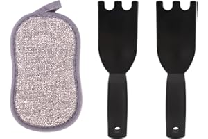 Goktvai 2 Uds Raspadores Parrilla para George Foreman, Plástico Resistentes al Calor Rascadores Parrilla con Ranuras con Paño Esponjoso para Una Limpieza Fácil