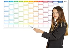 HAMBLI Planning mural 2024 – Calendrier mural extra large – 24 planificateurs scolaires pour enseignants, bureau, universitaires, comprend plus de 100 jours fériés et célébrations américaines – Édition large