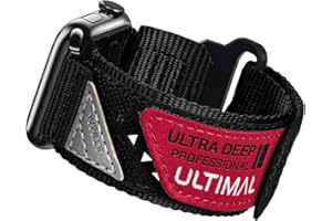 ULTIMAL Kompatibel mit Apple Watch Armband 46mm 45mm 44mm,Klettverschluss-Design,Robustes Nylon Woven Loop Armband, Hohlraum-Design, Für apple watch 10 9 8 7 6 5 4 se (Schwarz)