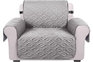 IR IMPERIAL ROOMS Imperial Rooms Sofa Cover 1 Seater Reversible Quilted Couch Covers Waterproof Adjustable Elastic Straps Sofa Slipcovers Sofa Covers For Pets And Kids (Light Grey-Dark Grey)