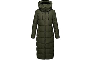 MARIKOO Damen Wintermantel warmer Steppmantel lang mit abnehmbarer Kapuze Nadeshikoo XVI XS-5XL