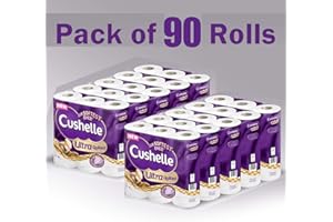 Cushelle Quilted Toilet Roll Tissue Paper Extra Softness 3Ply - Pack of 90 Rolls