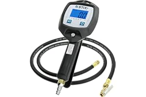 STIX Pistola de Inflado de Neumáticos ACCORD-2 - Manómetro Electrónico Preciso, Pantalla LCD, Rango 0,35-18 bar, Tubo Flexible 150 cm, Diseño Resistente y Ergonómico