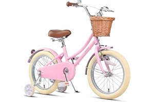 Glerc Little Molly Vélo rétro 12-20" pour enfants de 2 à 13 ans avec panier en osier et roues stabilisatrices/béquille, plusieurs couleurs disponibles