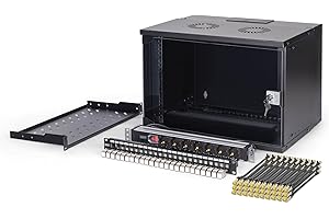 DIGITUS Kit réseau 19 Pouces – Armoire réseau 7U – Étagère 1U – Panneau de Brassage 24 Ports – 24 modules Keystone – 30 câbles Patch Cat 6A – Multiprises – Non monté – Soho Pro – Noir