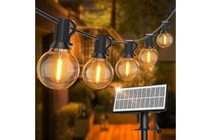 SUWIN Catena Luminosa Esterno Solare, 18M Luci Stringa da Esterno con 30+2 Lampadine LED G40 Bianco Caldo 4 Modalità, Impermeabile IP65 Luci Natale Solare Esterno per Patio, Jardin, Balcon, Fête