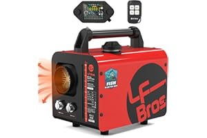 LF Bros Riscaldatore Diesel 5kw, 12V/220V Versione Plateau Riscaldatore Diesel Portatile, Riscaldatore Aria da Parcheggio con Interruttore LCD Timer per Pesca sul Ghiaccio, Tenda, Garage (Rosso)