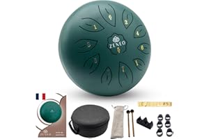 ZENEO Tongue Drum, 8 pouces 11 notes, Do majeur, Handpan, Instrument de musique à percussion de Relaxation, Tambour chamanique, Musique Zen, Education musicale, Montessori, steel tongue drum