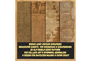 brown aged vintage scrapbook newspaper sheets for decoupage & scrapbooking 20 old double sided pattern for collage art & ephemera journaling 4 ... for gift wrapping (antique brown newspaper)