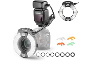 NEEWER RF1-S Makro Blitz Ring Blitzlicht für Sony Kamera 76W GN15 5600K TTL Beleuchtung 1-1/128 Ausgang Vordere/Hinterevorhang Sync Farbgele Objektiv Adapter Ringe für Makro Fotografie Studiofotos
