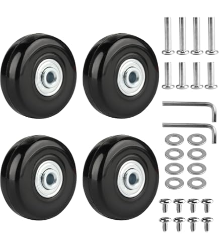 2 Set Ruote Sostituzione Bagaglio OD 49 Mm Con Assi E Chiave Di Riparazione - Stock USA - Foto 2