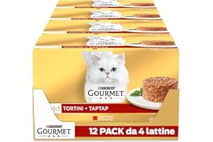 GOURMET Gold - Cibo Umido Gatto Adulto, Tortini con Manzo, Pollo. 48 Lattine da 85 g