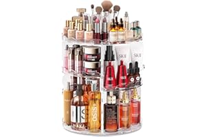 Auxmir Makeup Organizer, 360-Stopniowy Obrotowy Organizer Kosmetyczny na Biżuterię Kosmetyczną, Obrotowy Schowek do Makijażu z 5 Regulowanymi Warstwami na Stojaku Spinning do Toaletki Sypialnia