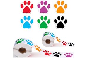 YUEMING 2 Rolle/1000 Stücke Hunde Pfoten Druck Aufkleber Pfotenabdruck Bärentatze Etiketten Aufkleber, Aufkleber Hundepfoten, Tiermodellierung Wandtattoo Kinderspielzeug Aufkleber,1.5 Zoll