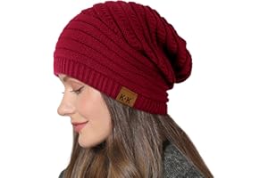 KORDEAR Beanie Hat Women - Winter Warm Knitted Beanies Ladies Thermal Wooly Hat Soft Stretch Slouchy Beanie Skull Cap Cable Knit Hat for Women Girls Outdoor UK