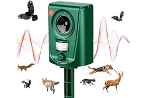 MEIION Mon Répulsif Répulsif ZéroChat - Anti Chat d'Extérieur Radical à Ultrasons - Repousse Chats, Chiens et Animaux Sauvages, Capteur de Mouvement PIR, Étanche IPX4, Autonomie de 6 Mois