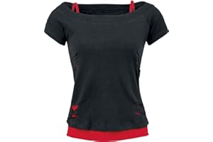 Spiral Direct T-shirt damski Urban Fashion - 2In1 Red Ripped Top Black