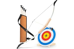 ‎BOWRILLA BOWRILLA® Pfeil und Bogen Kinder Set mit 4 Saugnapf-Pfeilen, Zielscheibe aus Holz und Köcher | Bogenschießen Kinder Spielzeug für Indoor- und Outdoor Spiele ab 5 Jahren | Für Rechts- und Linkshänder