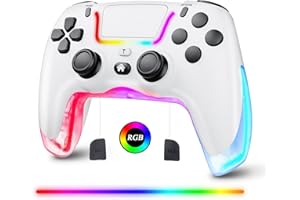 Vinkarpe Wireless Controller für P4/Pro/Slim, RGB Gamepad Controller mit Makro M1/M2 & 6-Achsen Gyro & Dual Vibration & Audio Jack & Turbo, Games Zubehör Kontroller Kompatibel mit P4