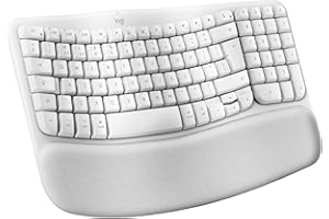 Logitech Wave Keys for Mac, Wireless Ergonomic Keyboard with Cushioned Palm Rest, Comfortable Natural Typing, Bluetooth Keyboard, Easy-Switch, Optimised for Mac, Apple, iPad, QWERTY UK Layout - White