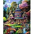 TULIP N TURTLE Wood House Diy Acrylic Paint By Number Kit For Beginner Number Painting Kit Diy Canvas Painting By Number Wall Decoration Diy Painting Kit ,Multi-Coloured