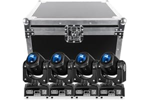 YESPICK 4PCS Lumières de Scène avec 1 Flight Case, Lyre LED RGBW Beam Pattern dmx512 DJ Lumières de soirée par la Voix Pour Disco KTV Party