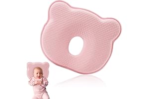 ATSGJLZN Babykissen, Kopfkissen Baby Babykissen Gegen Plattkopf Baby Kissen Kopfverformung 100% Baumwolle, kinderkopfkissen Memory Schaum für 0-12 Monate Neugeborene Rosa