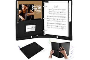 bssmmai Chormappe Schwarz für Sänger, PU Notenmappe für Notenblätter A4 Klavier Ringbuch mit Handgurt und Stifthalter, Musikordner mit Innentasche, Maximale Kapazität. 200 Blatt