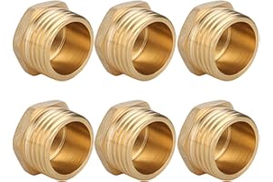 OMZSXK Tappi in ottone G1/2"(Ø 20,3 mm) Filetto maschio, 6 pezzi Tappi per tubi con esagono,Tappi ciechi in ottone con filettatura maschio,Tappi di chiusura filettati